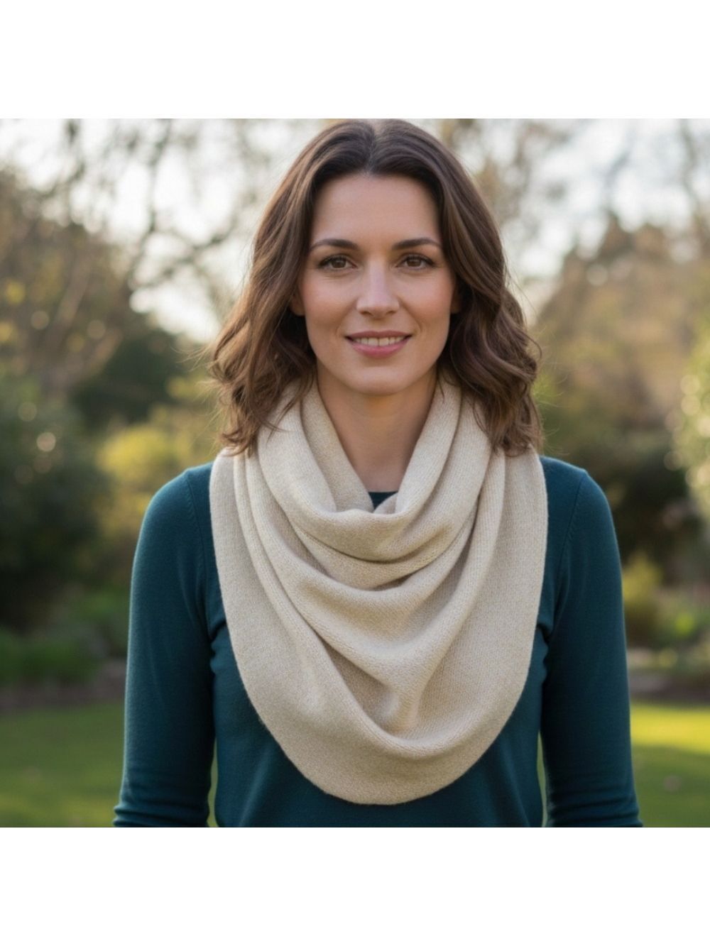 CC New with tags infinity scarf , cream color with gold tread.